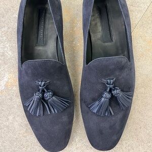 Burberry Blue Suede Tassel Loafers